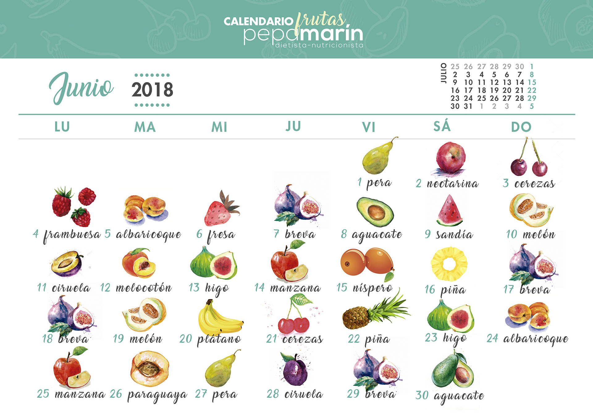 Calendario De Frutas Pepa Marin 