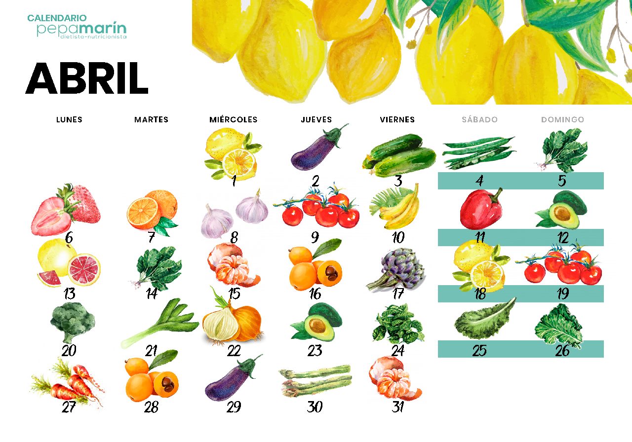 Calendario Frutas Y Verduras Pepa Marin