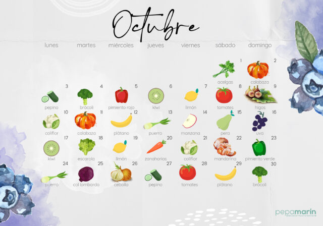 Calendario Frutas Y Verduras De Octubre Pepa Marin