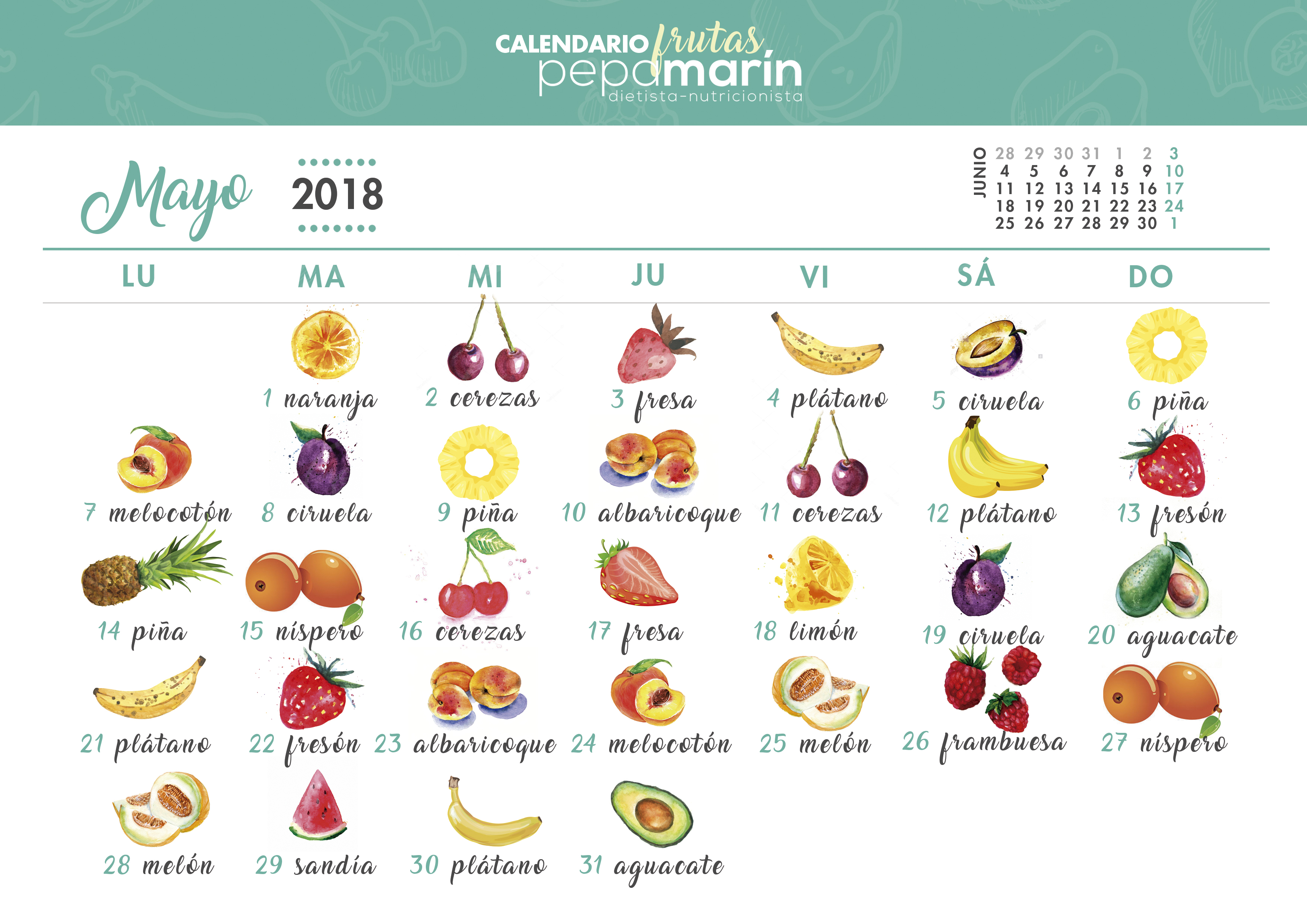 Calendario De Frutas Pepa Marin