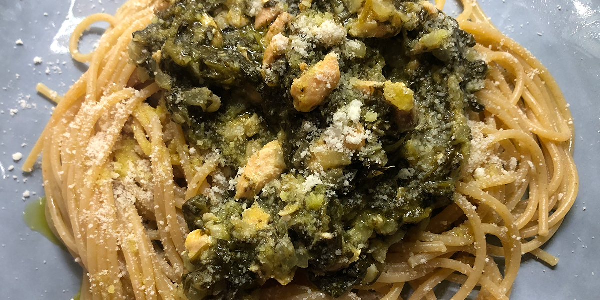 Receta Pasta Integral con Pesto de Espinacas y Verduras